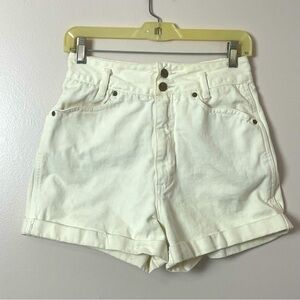 Bergamo Vintage 80’s High-Waisted Shorts | Cuffed Hem | 100% Cotton | Off White